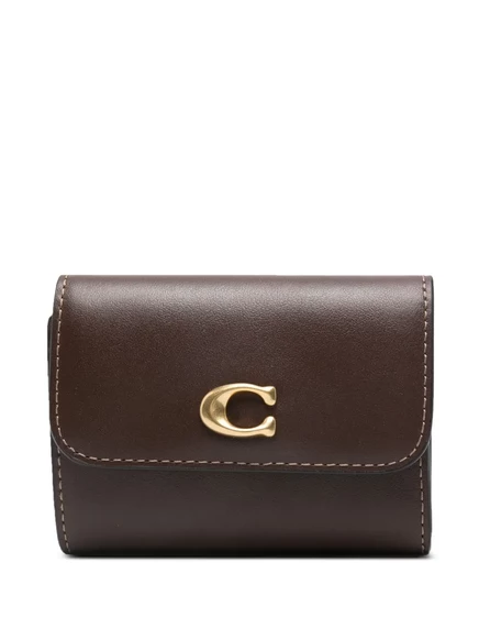 Женский складной кошелек Coach из телячьей кожи, коричневый