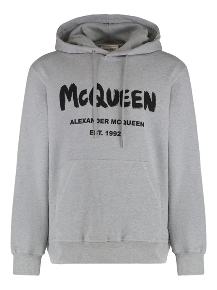 Мужское худи Alexander McQueen с логотипом, светло-серое