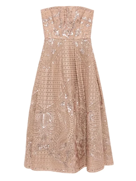 Вышитое миди-платье Elie Saab brown