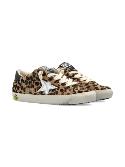 Классические кроссовки Golden Goose Kids Super-star с леопардовым рисунком brown