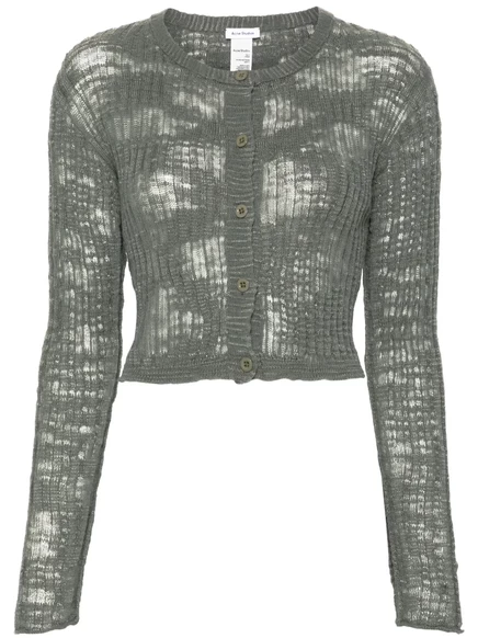 Полупрозрачный кардиган в рубчик от Acne Studios  green