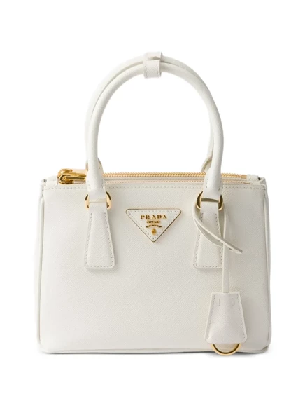 Женская мини-сумка Prada Galleria из телячьей кожи, белая