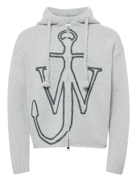 Мужской кардиган JW Anderson с якорным логотипом, серый