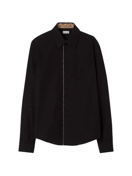 Мужская рубашка Burberry с отделкой в клетку, черная