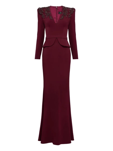 Макси-платье Jenny Packham с V-образным вырезом, украшенное блестками red