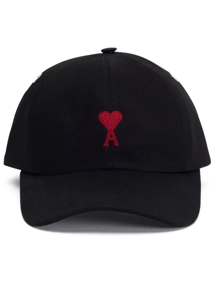 Кепка AMI Paris Ami de Coeur из хлопка, черная
