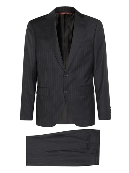 Шерстяной костюм Canali в тонкую полоску blue