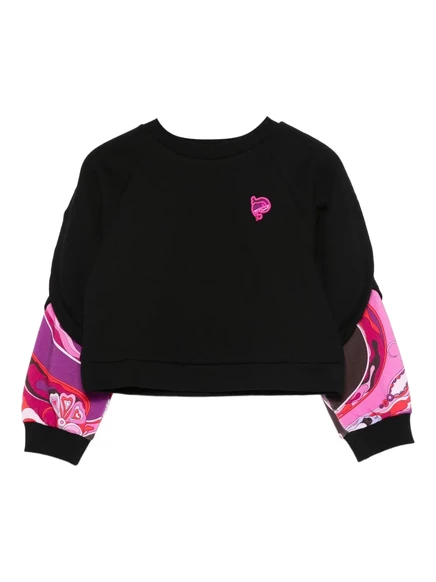 Детская толстовка PUCCI Junior с контрастными рукавами, черная
