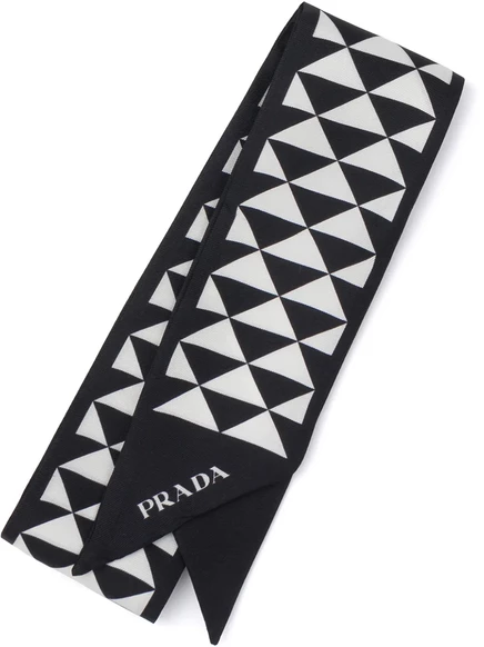 Шарф из саржи с треугольным логотипом Prada black