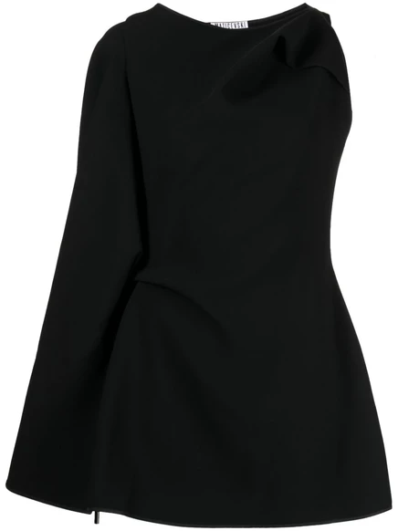 Асимметричное мини-платье с накидкой и коротким рукавом Maticevski Prefix black