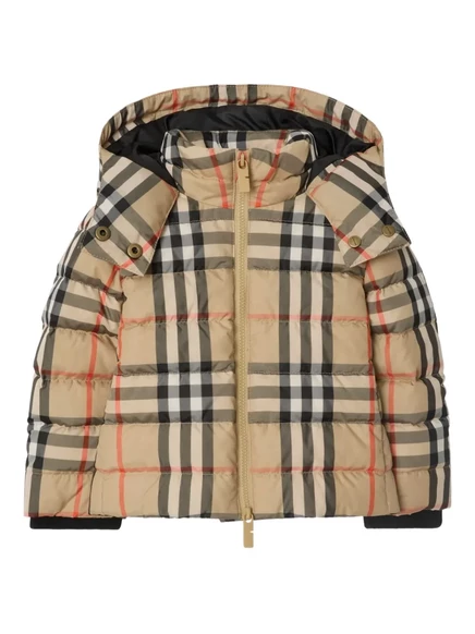 Детский пуховик Burberry Kids Check, коричневый