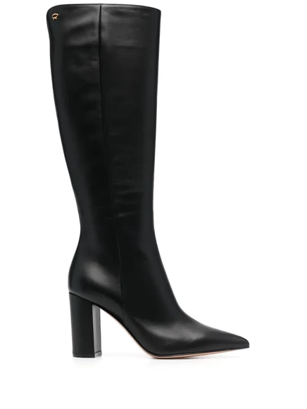 Кожаные ботинки с острым носком Gianvito Rossi 90 мм black