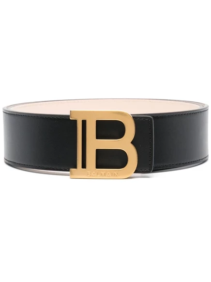 Ремень Balmain с логотипом, кожаный, черный