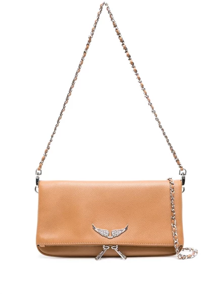 Кожаная сумка через плечо в стиле рок от Zadig&Voltaire brown