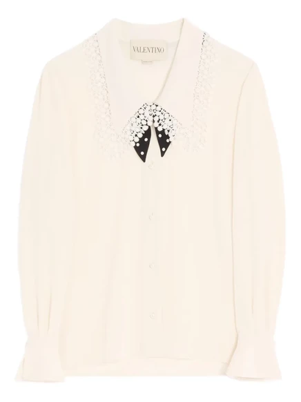 Кружевная шелковая рубашка Valentino Garavani neutrals