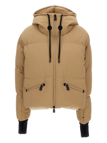 Женский пуховик Moncler Grenoble с капюшоном, бежевый