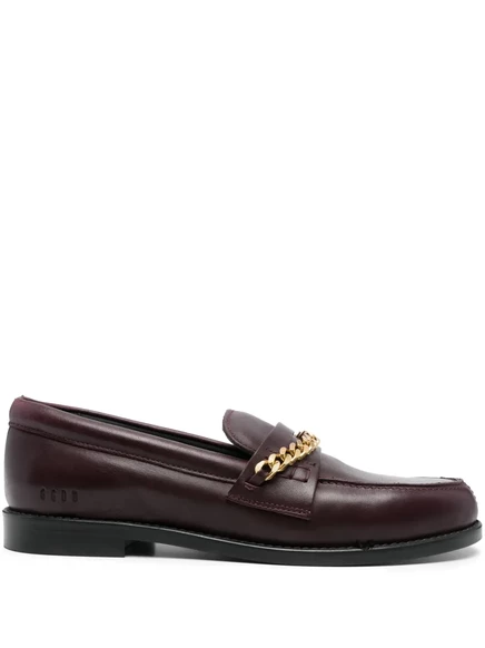 Женские кожаные лоферы Golden Goose с цепочкой, бордовые