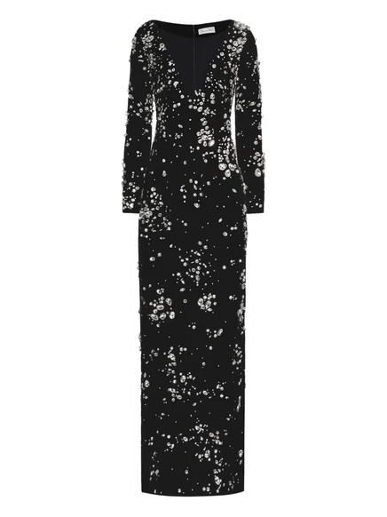 Женское платье Oscar de la Renta бархат, кристаллы, черное