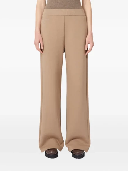 Широкие брюки Max Mara с вышитыми карманами neutrals