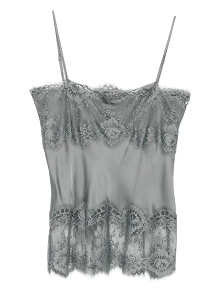 Атласный топ HERSKIND Linnea с кружевной отделкой grey