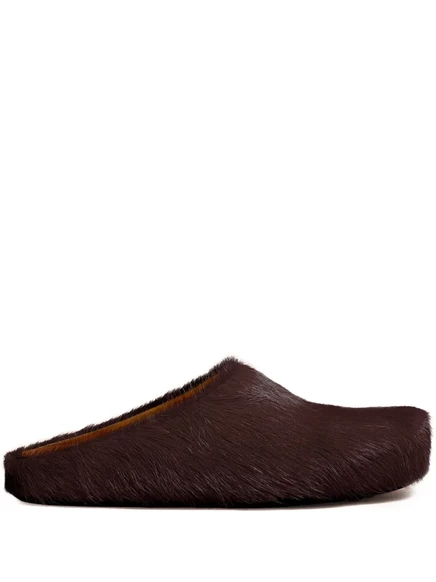 Мужские мюли Marni Fussbett из телячьей шерсти, коричневые