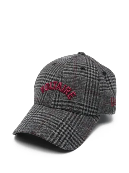 Женская кепка Zadig & Voltaire клетчатая с вышивкой, серая