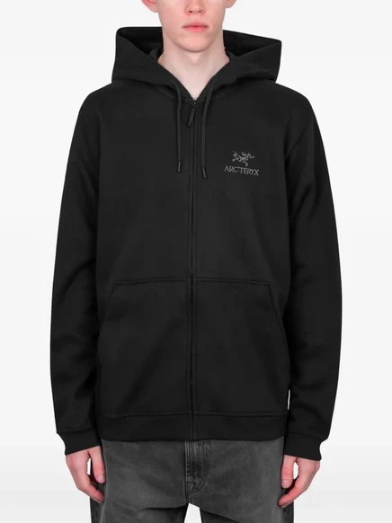 Мужское худи Arc'teryx на молнии с вышитым логотипом, черное