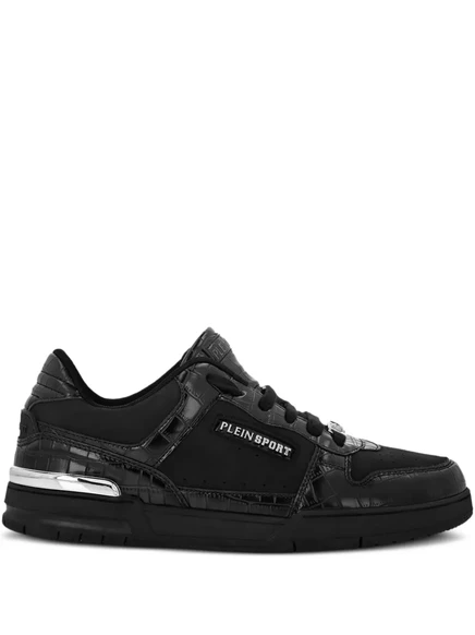Унисекс кеды Plein Sport с крокодиловым тиснением, черные