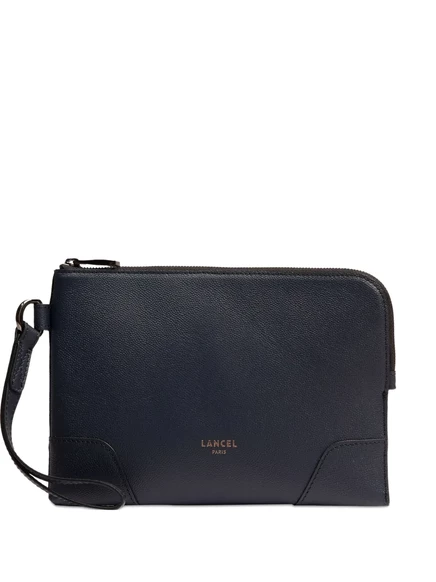 Мужской кожаный клатч Lancel на молнии, темно-синий