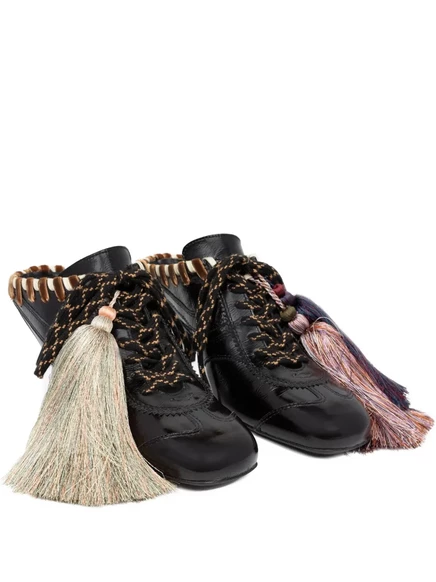 Женские мюли Dries van Noten 60 мм с кисточками, коричневые