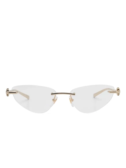 Унисекс очки Gucci Eyewear кошачьи без оправы, золотистые