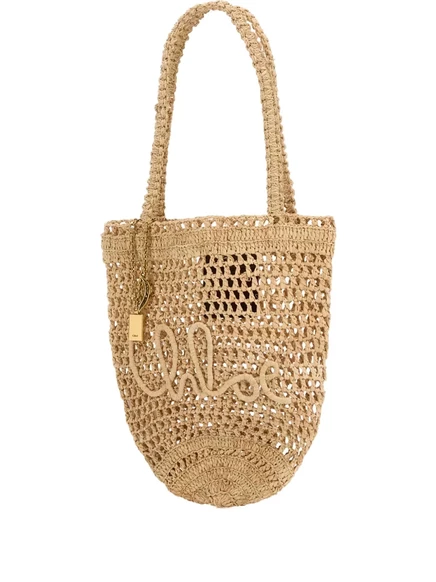 Маленькая летняя сумка-тоут из рафии и банана от Chloé neutrals