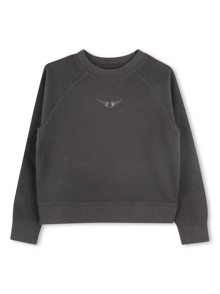 Детское худи Zadig & Voltaire Kids с аппликацией, черное