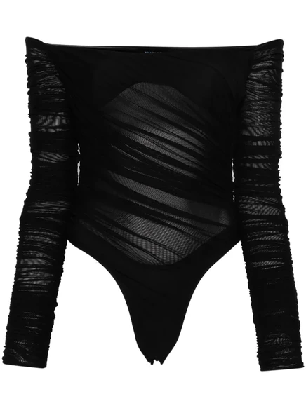 Женское боди Mugler с открытыми плечами, черное