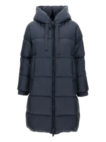 Женская стеганая парка Max Mara с капюшоном, синяя