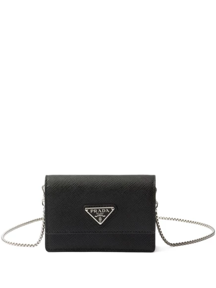 Женская мини-сумка Prada Saffiano из кожи, черная