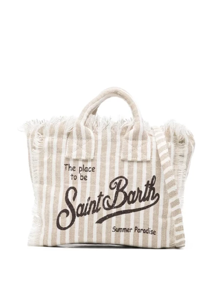Мини-сумка MC2 Saint Barth Vanity в полоску с бахромой