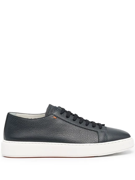 Мужские низкие кеды Santoni кожаные, синие