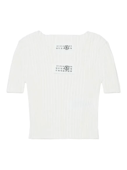 Детская футболка MM6 Maison Margiela Kids в рубчик, белая