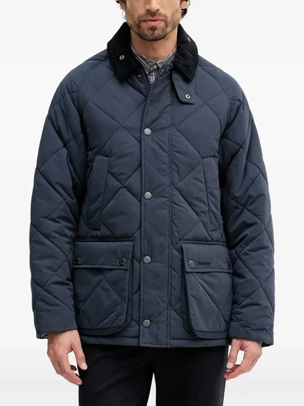Мужская стеганая куртка Barbour Bedale с вельветовым воротником, синяя