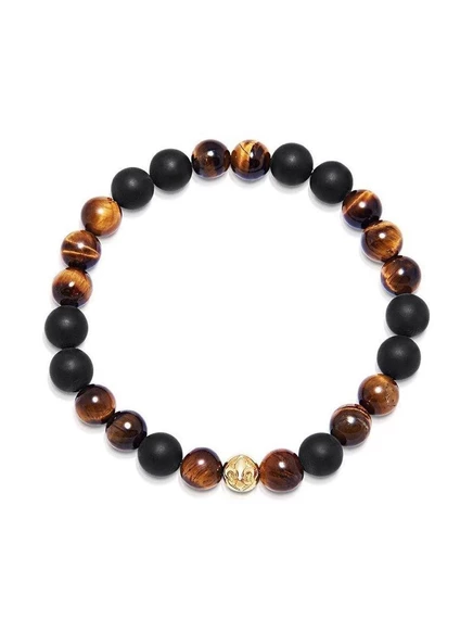Мужской браслет Nialaya Jewelry из тигрового глаза и оникса, коричневый