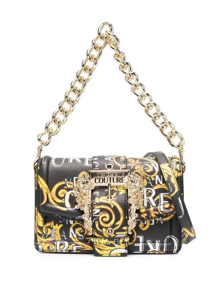 Сумка через плечо от Versace Jeans Couture в стиле барокко с принтом на пряжке black