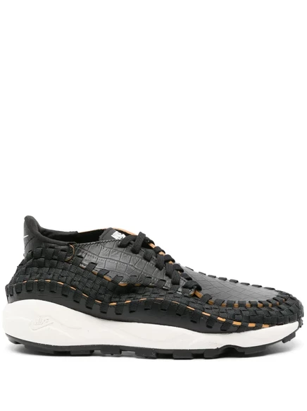 Женские кроссовки Nike Air Footscape Woven кожаные, черно-бело-коричневые