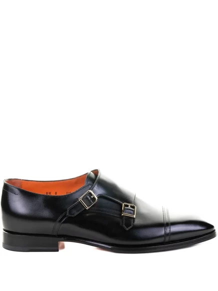 Мужские монки Santoni с двойной пряжкой, чёрные