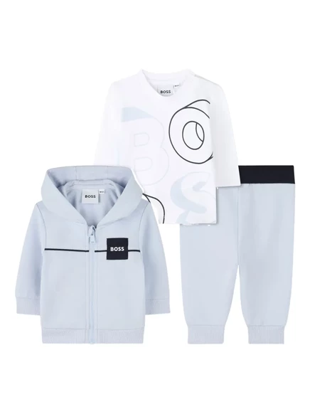 Комплект спортивного костюма BOSS Kidswear с капюшоном и застежкой-молнией white