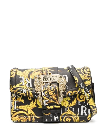 Сумка через плечо с пряжкой и принтом Versace Jeans Couture Barocco black