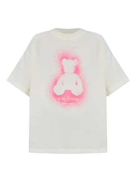 Футболка с рисунком медведя из баллончика Palm Angels 0368|off white fuchsia