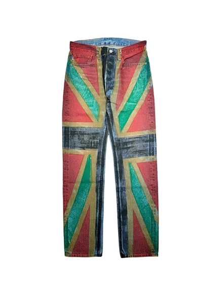 Мужские джинсы Denim Tears 501 Empire Windrush с принтом, красные
