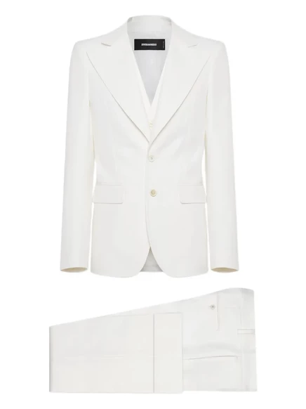 Мужской костюм DSquared2 70s, тройка, белый