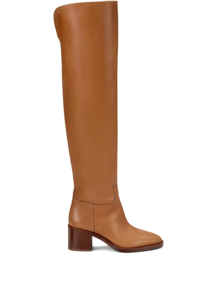 Сапоги до колена из кожи Barnet 55 мм из коллекции Ralph Lauren Collection brown